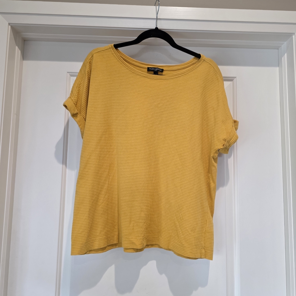 Mustard Yellow Women's Short Sleeve Ribbed Tee
